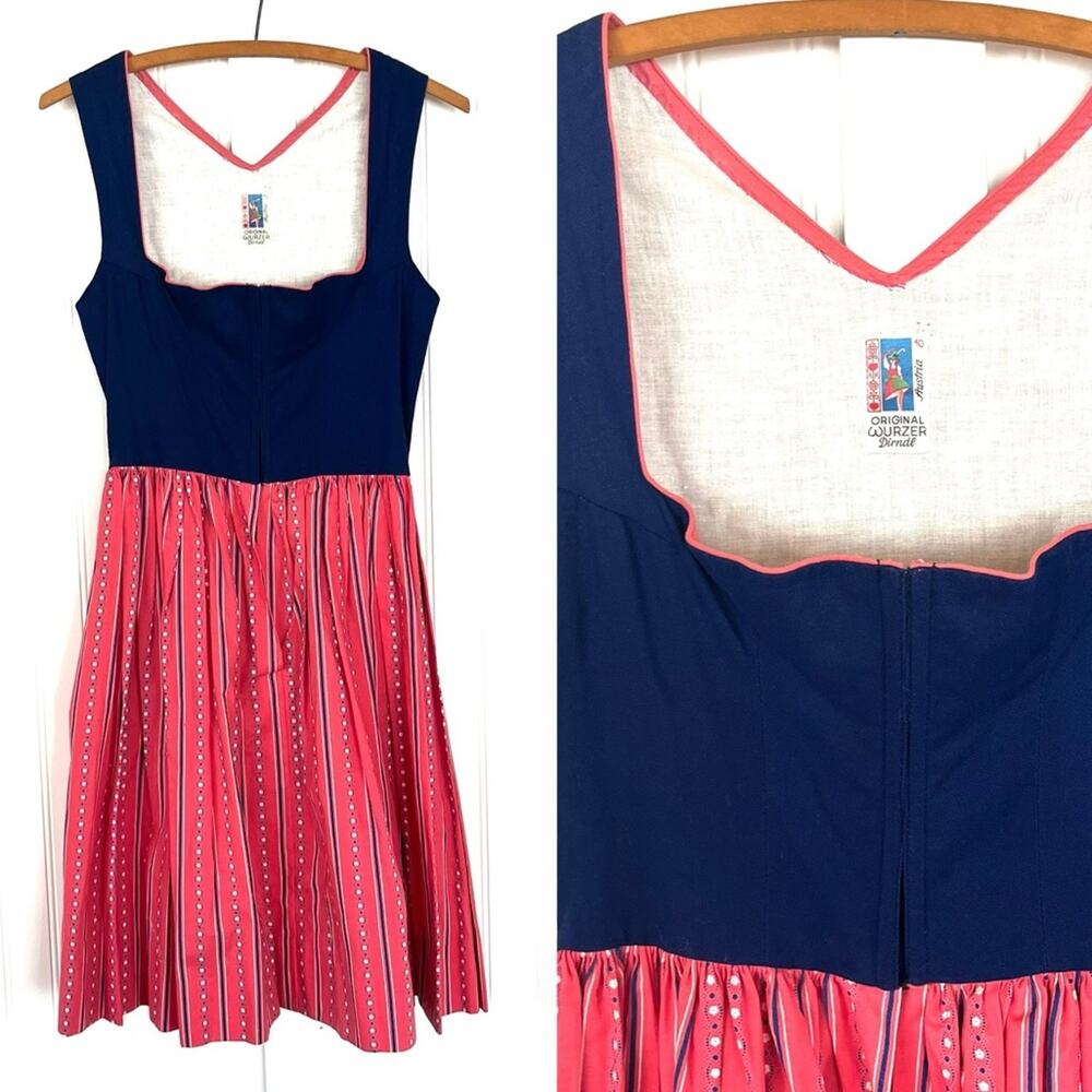 Vintage Austrian Original Wurzer Dirndl Corset Top Dress Traditional Costume XS